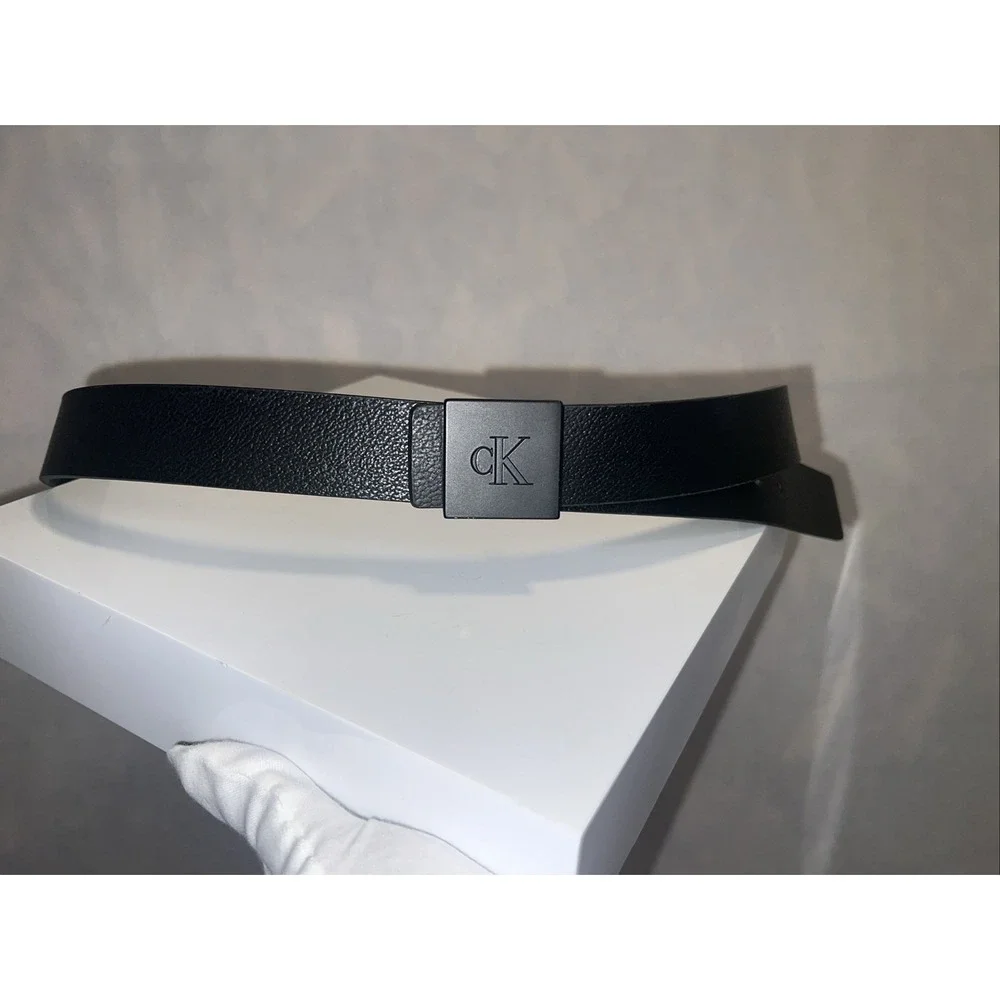 Calvin Klein Men's Black Logo Leather Belt 34-36 Square‎